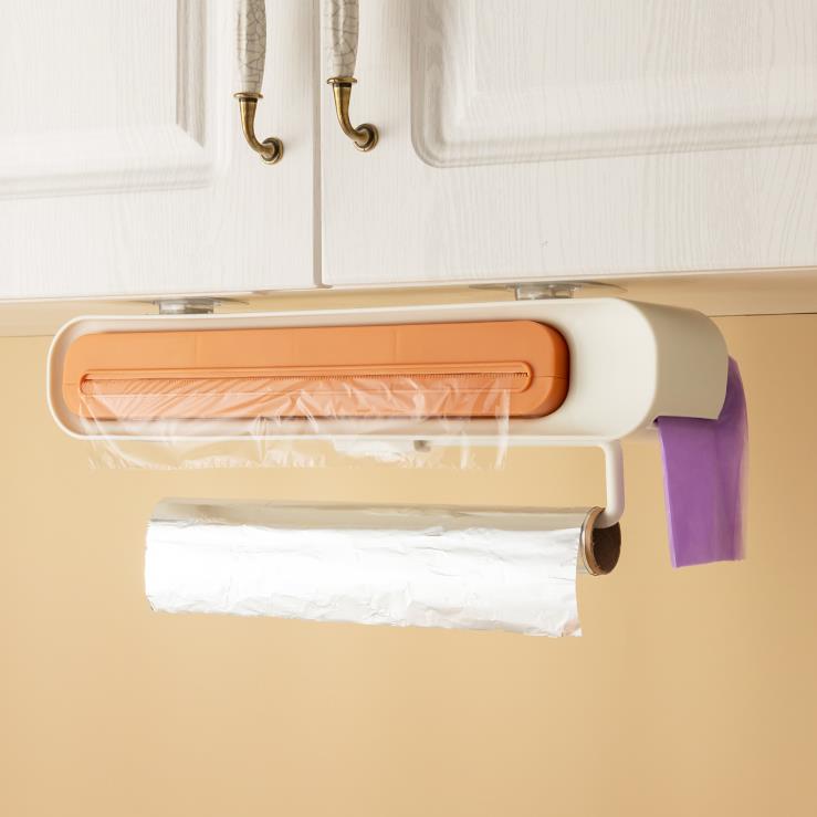 Kitchen Three-in-One Plastic Wrap Cutter Garbage Bag Storage Plastic Wrap Storage Kitchen Tissue Storage