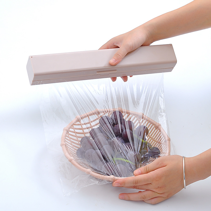 Creative Plastic Wrap Storage Box with Stainless Steel Blades Plastic Wrap Cutter Kitchen Gadget Set