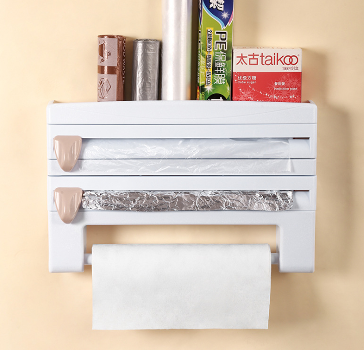 Plastic Wrap Storage Rack with Cutter Foil Paper Storage Rack