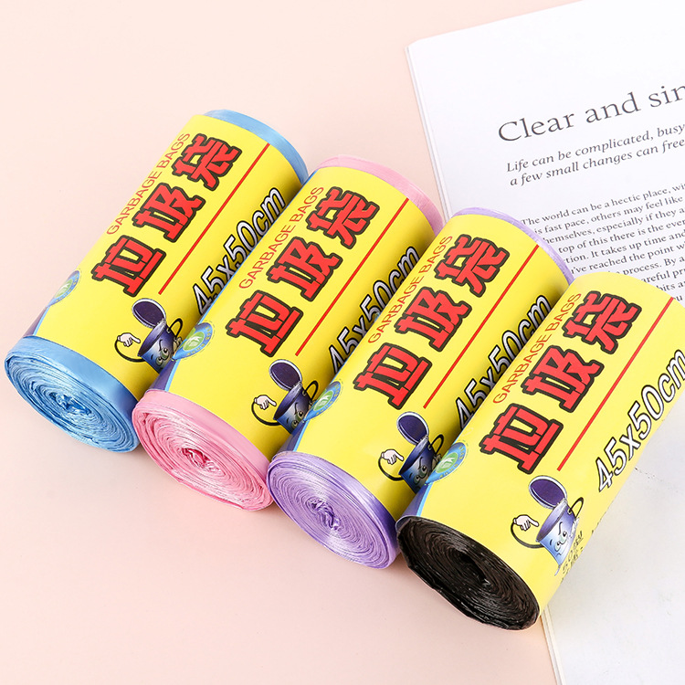 Single Roll Flat Mouth Garbage Bag Factory Wholesale Continuous Roll Point Break Plastic Bag Disposable Color Black Garbage Bag