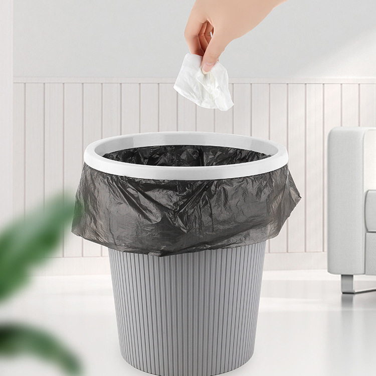 Single Roll Flat Mouth Garbage Bag Factory Wholesale Continuous Roll Point Break Plastic Bag Disposable Color Black Garbage Bag