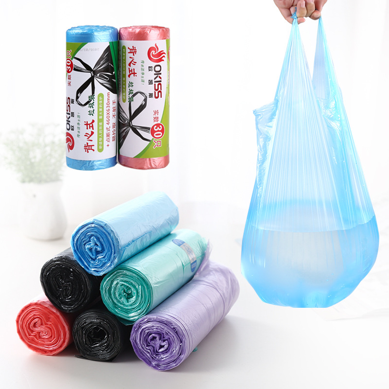Thickened household tank top type garbage bag large size 25 only roll-down to carry kitchen plastic bags wholesale