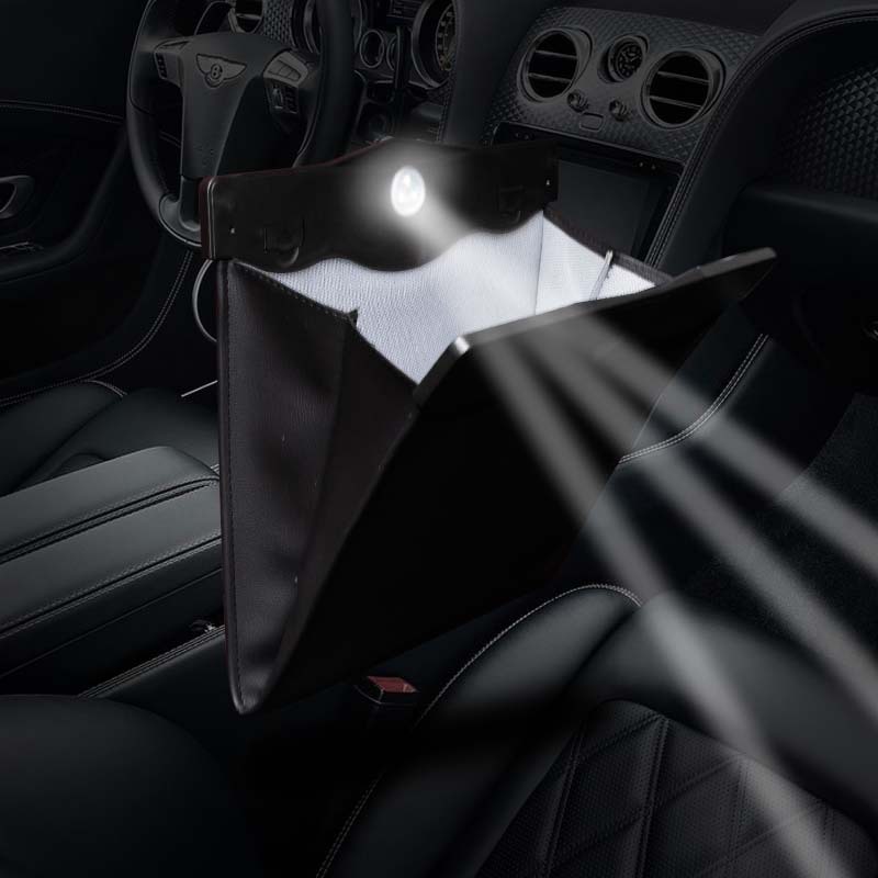 Car Trash Can Car Hanging on Chair Back Storage Box Hidden Folding Storage Bag Multifunctional LED Light Garbage Bag