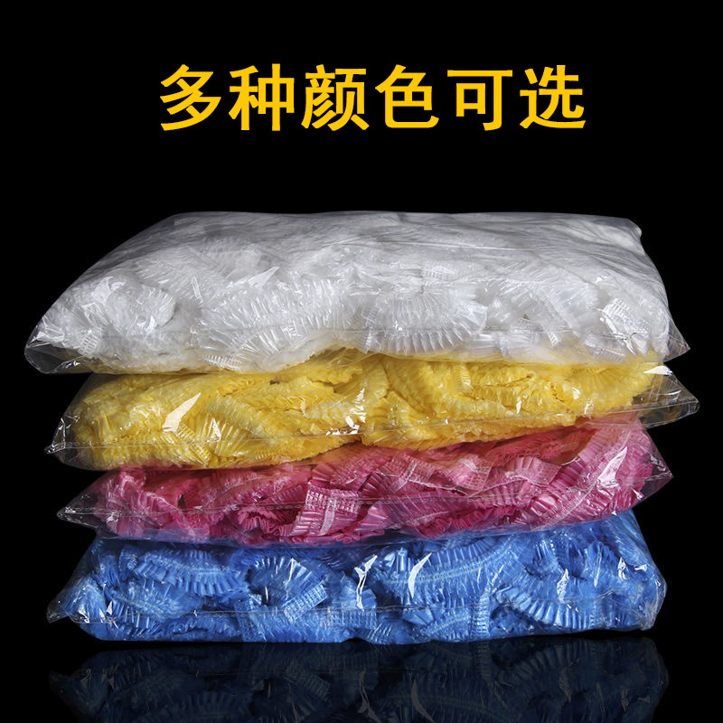 Disposable Shower Cap 100 PCs Plastic Waterproof Headgear Transparent Hotel Hair Dyeing Strip Shower Cap PE Plastic Wrap Cover