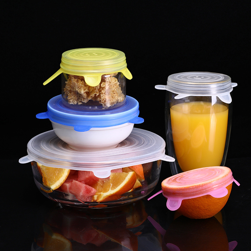 Standard Silicone SixPiece Set FreshKeeping Cover Stretching Bowl Cover Refrigerator Microwave Oven Sealing Plastic Wrap