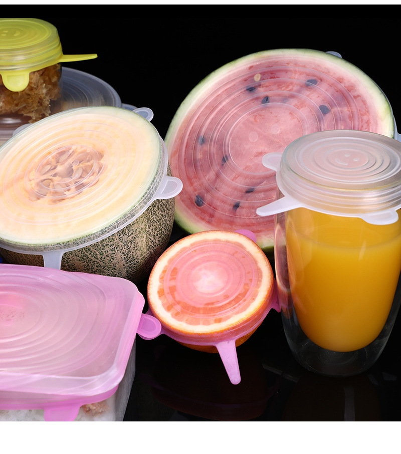 Standard Silicone SixPiece Set FreshKeeping Cover Stretching Bowl Cover Refrigerator Microwave Oven Sealing Plastic Wrap