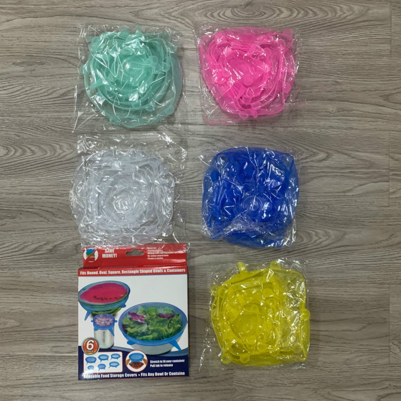 Standard Silicone SixPiece Set FreshKeeping Cover Stretching Bowl Cover Refrigerator Microwave Oven Sealing Plastic Wrap