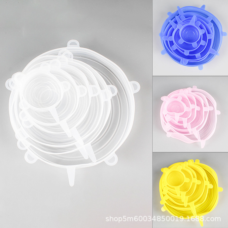 Stretch Silicone Plastic Wrap SixPiece Set Silicone Bowl Cover Food Grade 6Piece Set Square Lid for Airtight Container