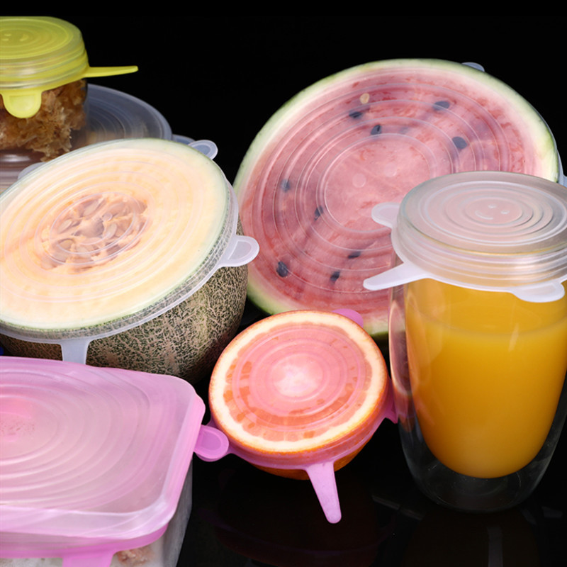 Stall Supply Lid for Airtight Container 6-Piece Multi-Function Stretchable Fruit Plastic Wrap Square Bowl Cover