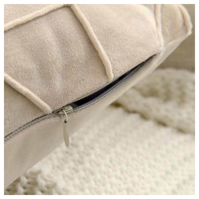 Factory Production Customized Export Simple Fashion Solid Color Cushion New MI Grid Stitching Netherlands Velvet Pillow