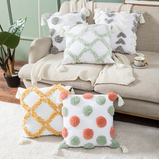 Nordic Homestay Tufted Pillow Cotton Embroidery Sofa Cushion Living Room Bay Window Cushion plus Tassel Pillow Cover Wholesale Nordic Homestay Tufted Pillow Cotton Embroidery Sofa Cushion Living Room Bay Window Cushion plus Tassel Pillow Cover Wholesale