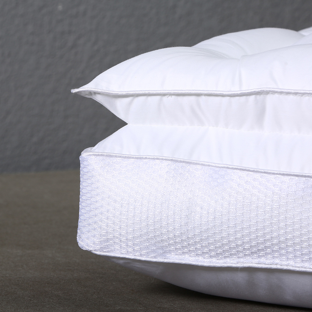 Factory Direct Sales Hotel Three-Dimensional Partition Double-Layer Neck Protection Super Soft Feather Fabric Pillow Headrest Wholesale a Pair of High Pillows