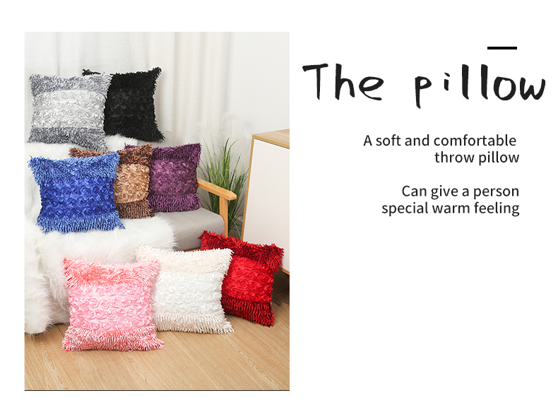 Combination of Three Rose Tassel Pillow Cover Fashion Winter Throw Pillowcase Sofa Cushion Case Pillow Cover Combination of Three Rose Tassel Pillow Cover Fashion Winter Throw Pillowcase Sofa Cushion Case Pillow Cover