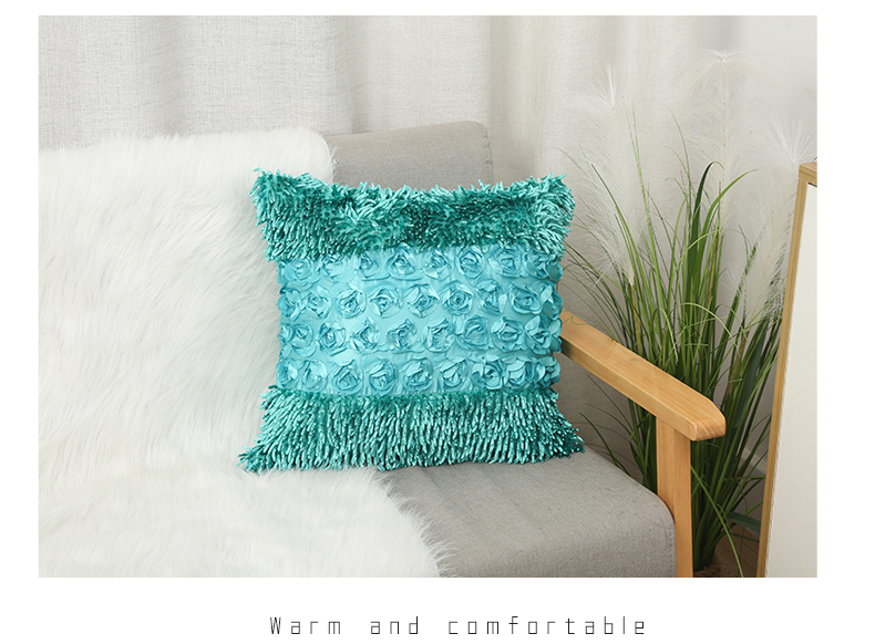 Combination of Three Rose Tassel Pillow Cover Fashion Winter Throw Pillowcase Sofa Cushion Case Pillow Cover Combination of Three Rose Tassel Pillow Cover Fashion Winter Throw Pillowcase Sofa Cushion Case Pillow Cover