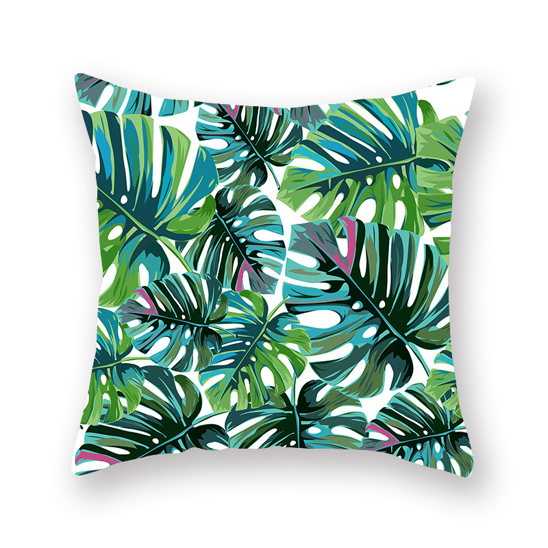 Amazon Hot Household Tropical Plants Peach Skin Fabric Pillow Cover Car and Sofa Back Cushion Pillowcase Customization Amazon Hot Household Tropical Plants Peach Skin Fabric Pillow Cover Car and Sofa Back Cushion Pillowcase Customization