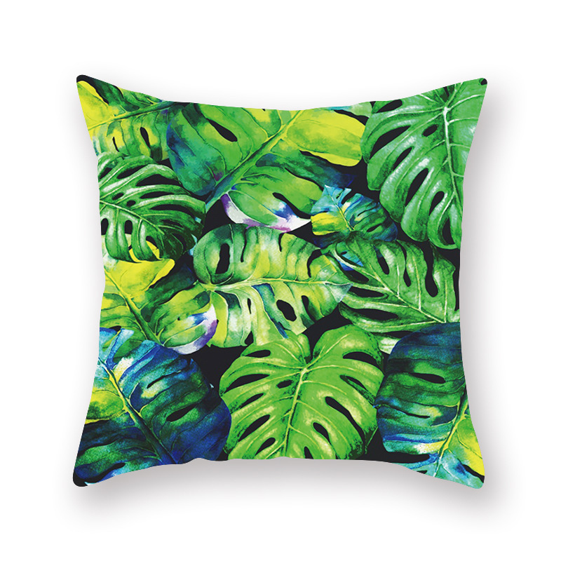 Amazon Hot Household Tropical Plants Peach Skin Fabric Pillow Cover Car and Sofa Back Cushion Pillowcase Customization Amazon Hot Household Tropical Plants Peach Skin Fabric Pillow Cover Car and Sofa Back Cushion Pillowcase Customization