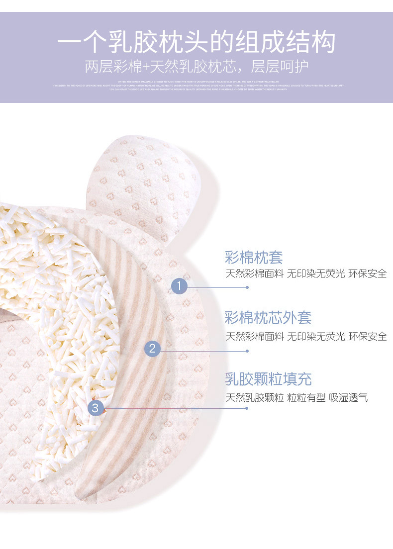 Baby Pillow Newborn 0-1 Years Old Baby Supplies Anti-Deviation Head Latex Baby Pillow Color Cotton Pillow Wholesale