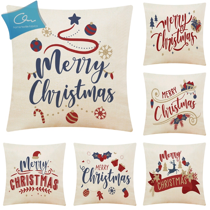 Christmas Letter Home Cotton and Linen Cushion Case Car Cushion Sofa Cushion