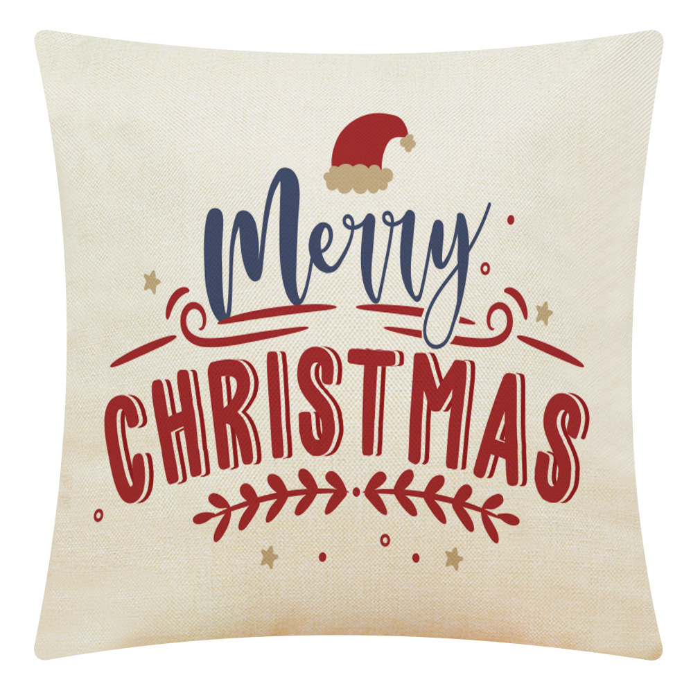 Christmas Letter Home Cotton and Linen Cushion Case Car Cushion Sofa Cushion