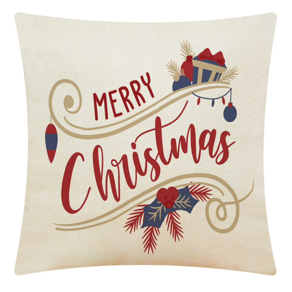 Christmas Letter Home Cotton and Linen Cushion Case Car Cushion Sofa Cushion