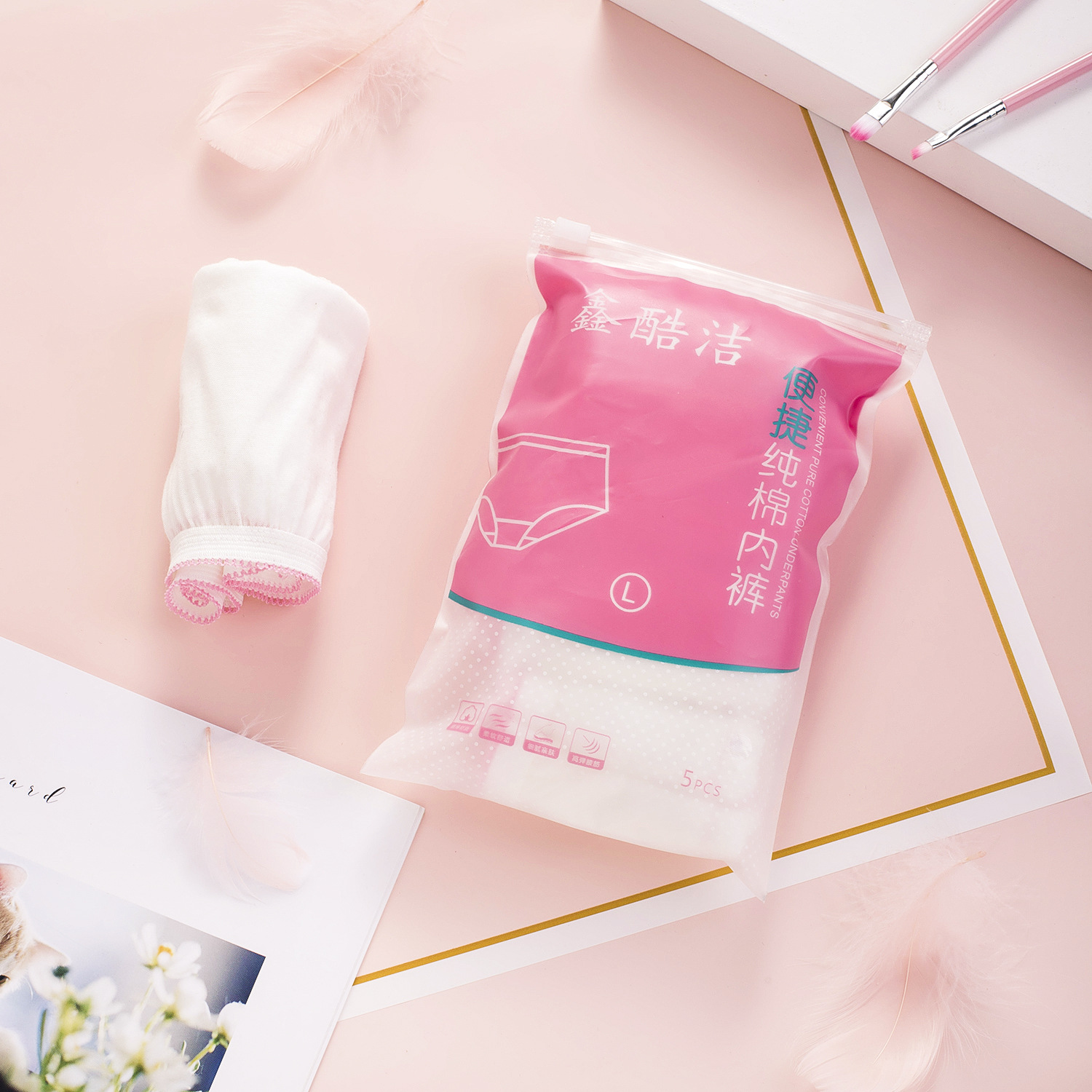 5Pack Disposable Underwear Pure Cotton Women&#039;s Briefs Pregnant Women&#039;s Underpants Travel Portable Underwear Manufacturer