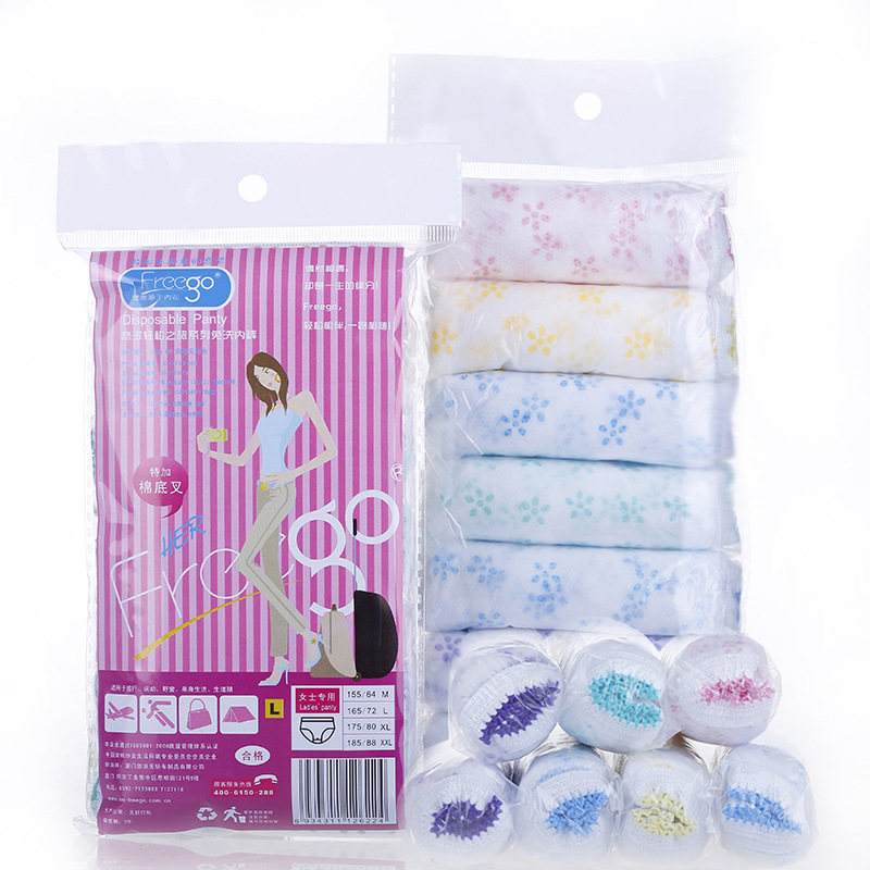 Freego Disposable Underwear Men&#039;s and Women&#039;s Cotton Travel Shorts Paper Diaper Travel Underwear Women&#039;s Cotton Printed