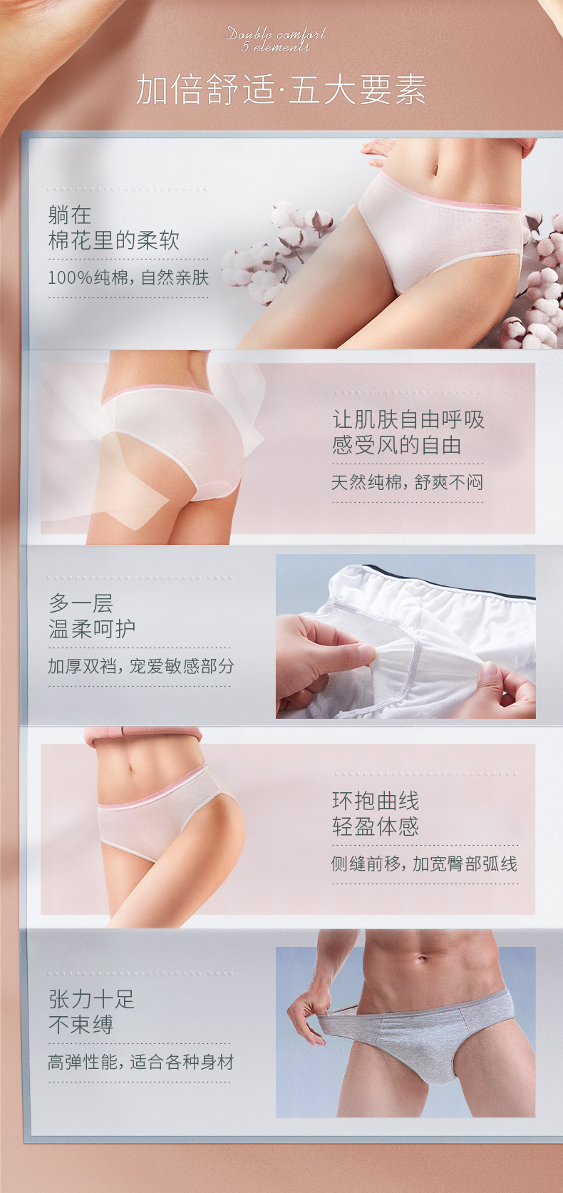 Briars Men's and Women's Disposable Underwear Pure Cotton Outdoor Shorts Ladies Travel Travel Disposable Underwear