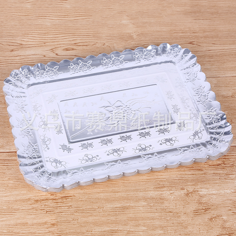 One-time thickened hot stamping hot silver gold paper plate paper plate wedding party barbecue tray manufacturers direct