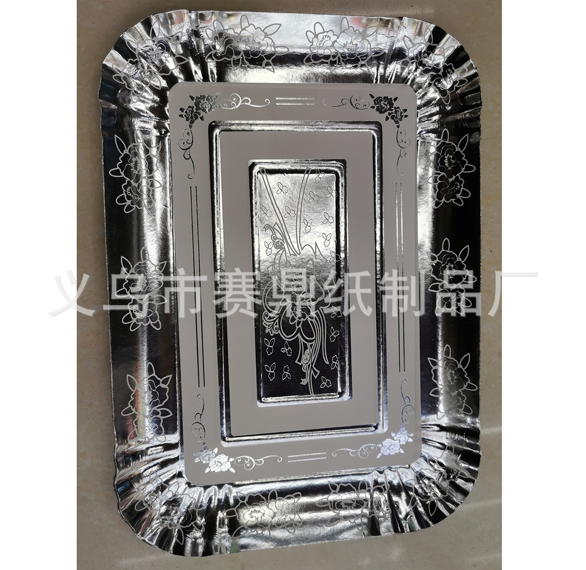 One-time thickened hot stamping hot silver gold paper plate paper plate wedding party barbecue tray manufacturers direct