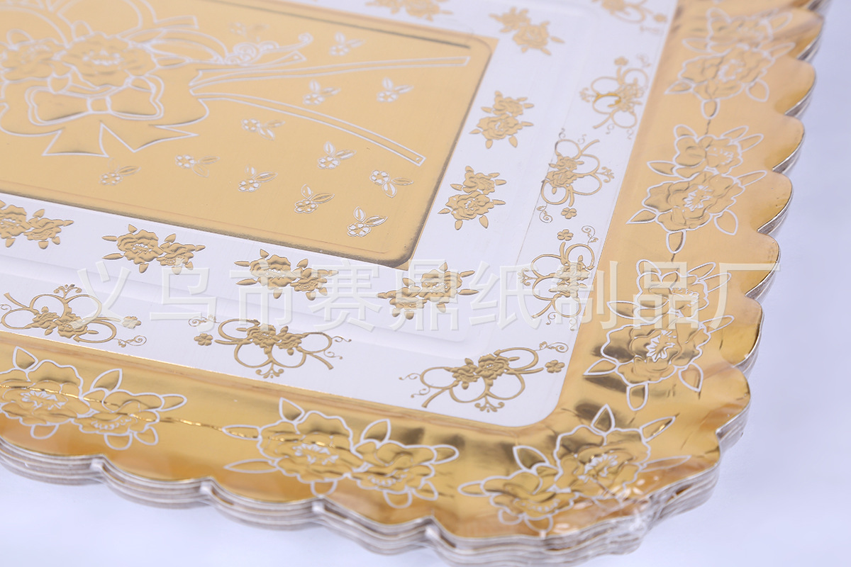 One-time thickened hot stamping hot silver gold paper plate paper plate wedding party barbecue tray manufacturers direct