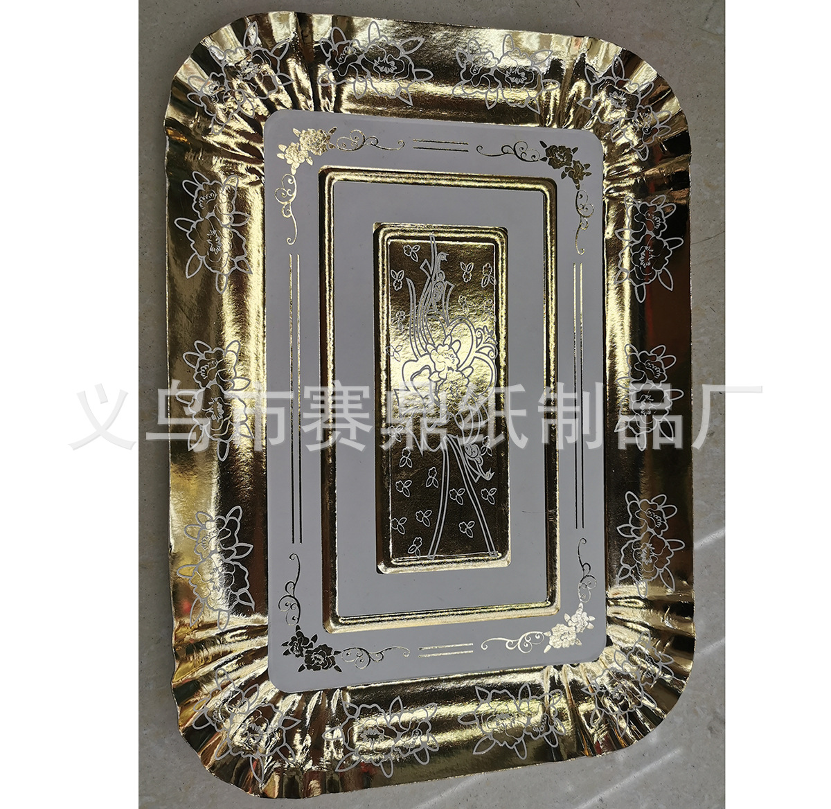 One-time thickened hot stamping hot silver gold paper plate paper plate wedding party barbecue tray manufacturers direct