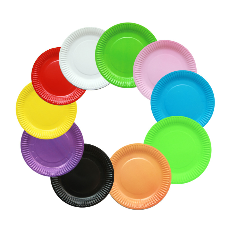 7 \\\&#034; Solid color paper tray Children DIY Disposable color Circular Monochrome paper tray Drawing Paper tray