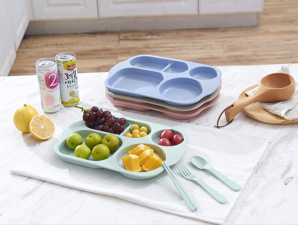Wheat Kindergarten Dinner Plate Environmental Protection Children's Tableware Student Tray Bowl Dish & Plate Set Creative Gifts Custom Logo Wheat Kindergarten Dinner Plate Environmental Protection Children's Tableware Student Tray Bowl Dish & Plate Set Creative Gifts Custom Logo
