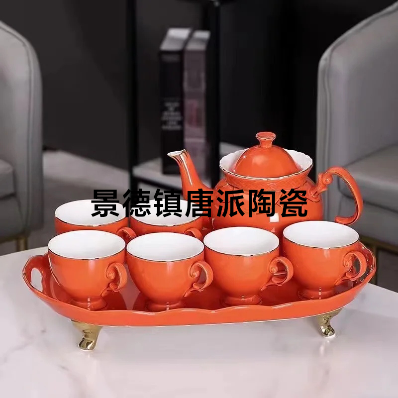 A Pot of 6 Cups a Tray Ceramic Water Set Ceramic Pot Ceramic Cup Ceramic Tray New Water Set Entry Lux Style