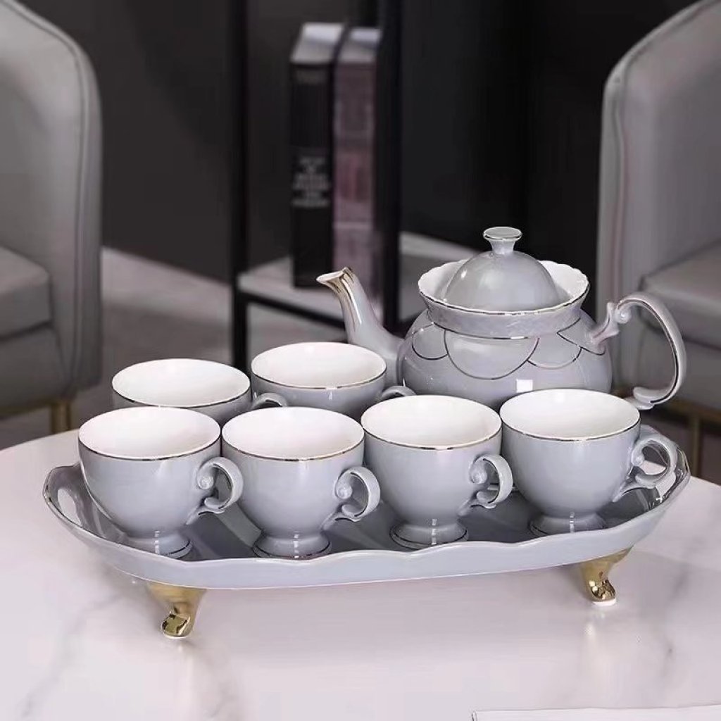 A Pot of 6 Cups a Tray Ceramic Water Set Ceramic Pot Ceramic Cup Ceramic Tray New Water Set Entry Lux Style