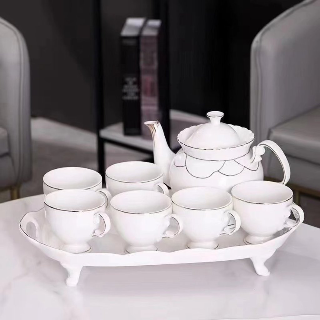 A Pot of 6 Cups a Tray Ceramic Water Set Ceramic Pot Ceramic Cup Ceramic Tray New Water Set Entry Lux Style