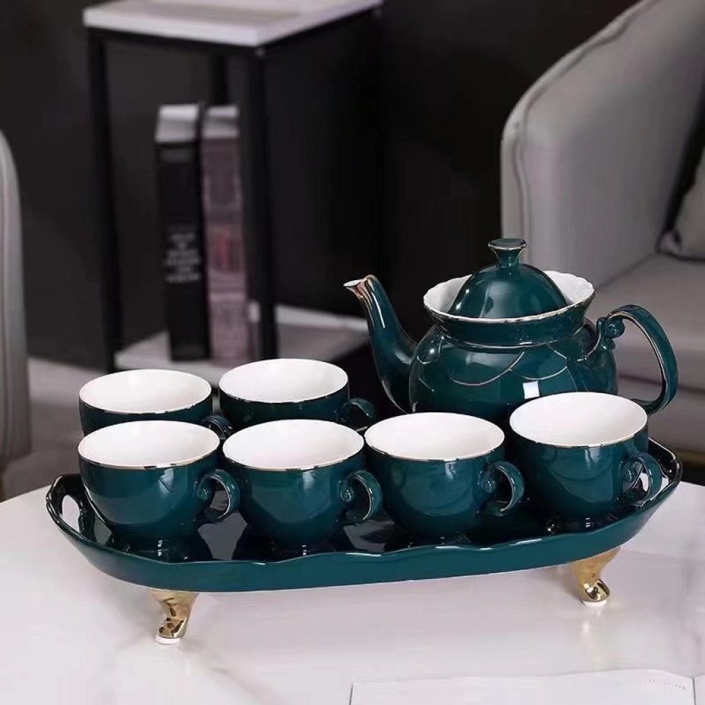 A Pot of 6 Cups a Tray Ceramic Water Set Ceramic Pot Ceramic Cup Ceramic Tray New Water Set Entry Lux Style
