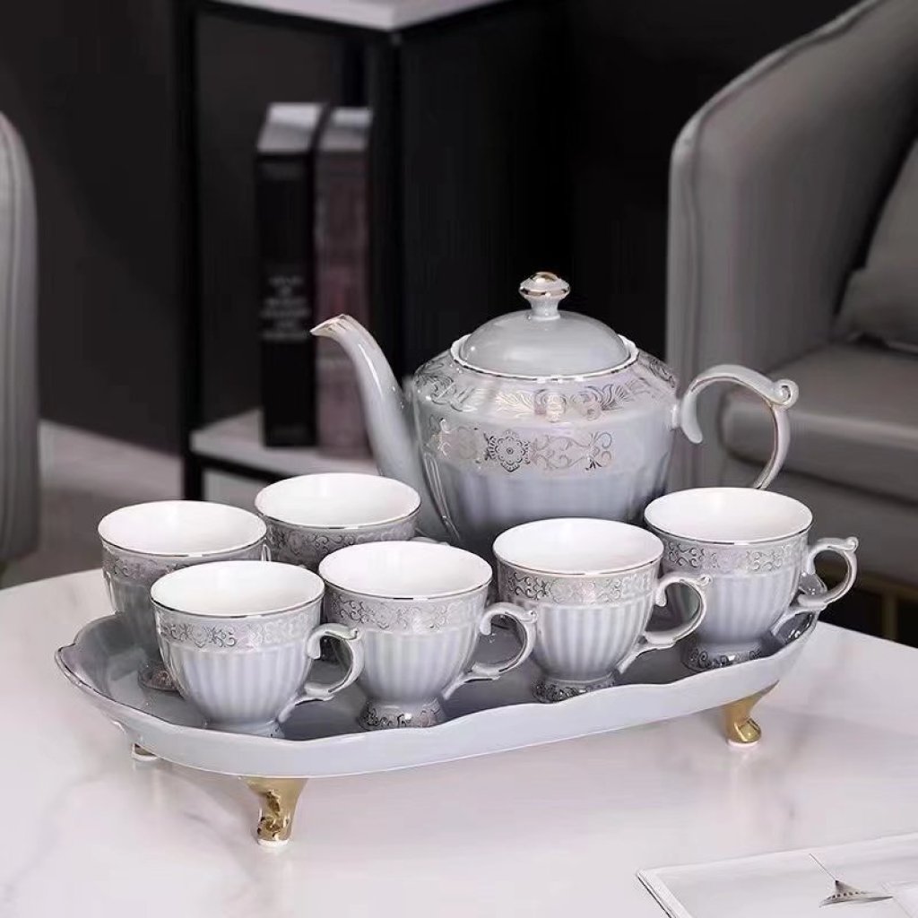 A Pot of 6 Cups a Tray Ceramic Water Set Ceramic Pot Ceramic Cup Ceramic Tray New Water Set Entry Lux Style