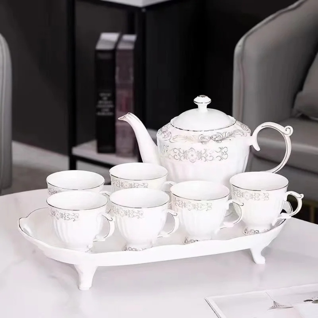A Pot of 6 Cups a Tray Ceramic Water Set Ceramic Pot Ceramic Cup Ceramic Tray New Water Set Entry Lux Style