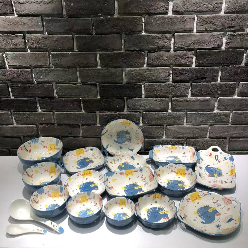 Hand-Painted Tableware Ceramic Plate Bowl Dish Soup Bowl Baking Tray Series Home Use Supermarket Promotional Gifts