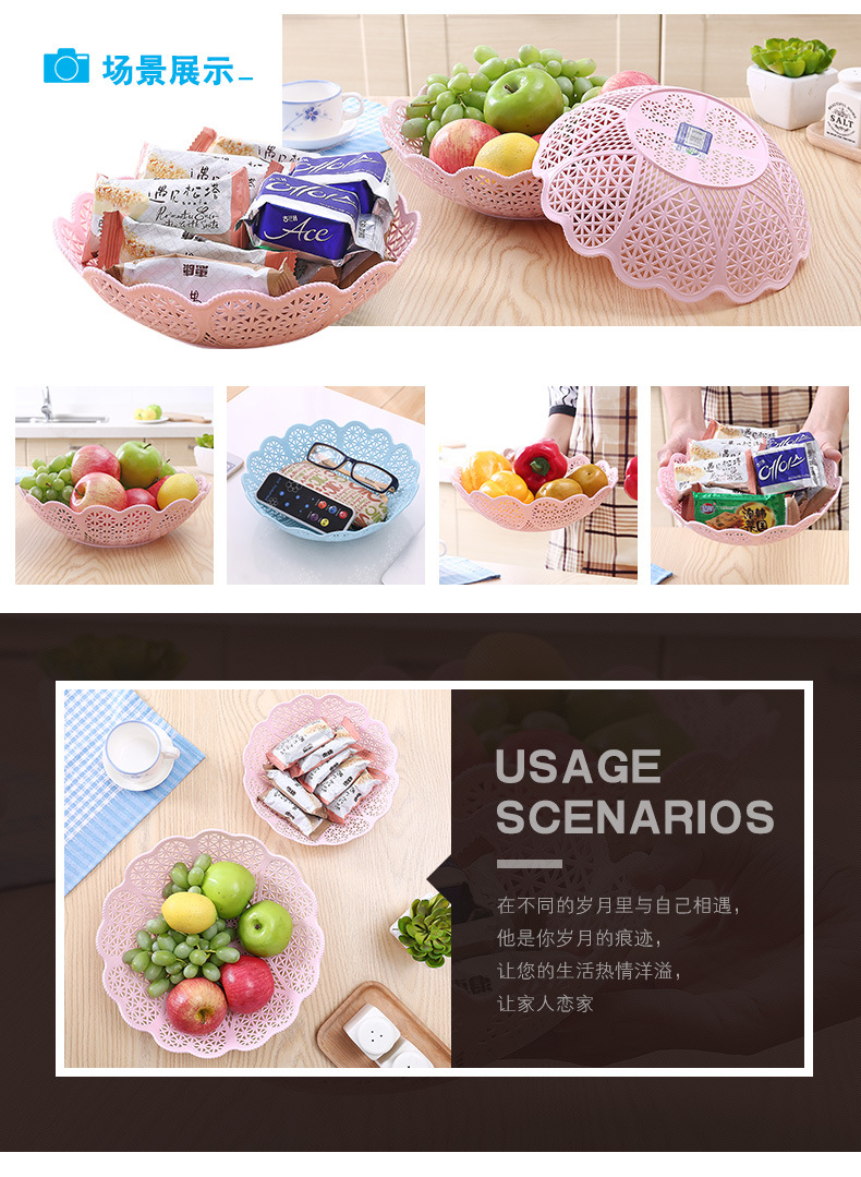 Candy color hollow-out lace creative snack Candy tray dry fruit bowl plastic fruit bowl