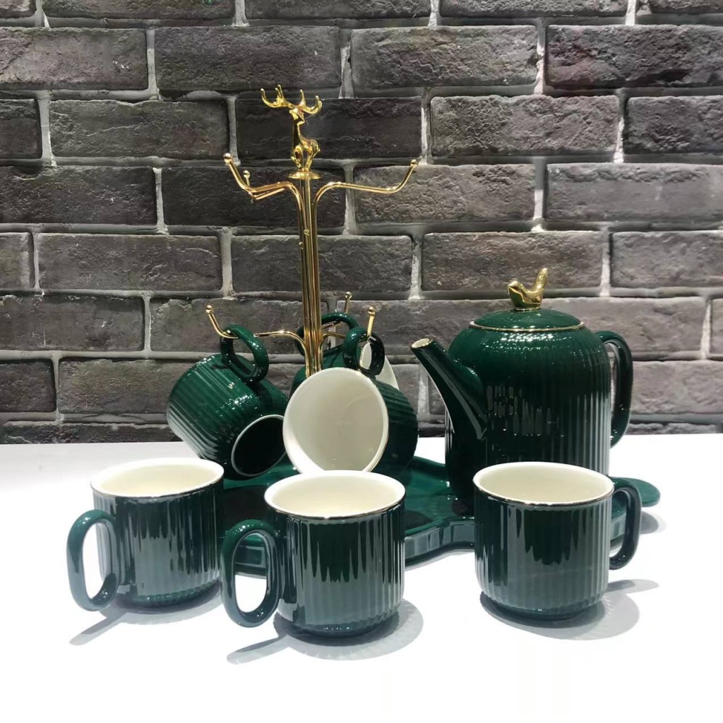A Pot of 6 Cups and a Tray of Colored Glaze Coffee Set Sets of Drinking Ware Pearl Glaze New Drinking Ware Entry Lux Style A Pot of 6 Cups and a Tray of Colored Glaze Coffee Set Sets of Drinking Ware Pearl Glaze New Drinking Ware Entry Lux Style