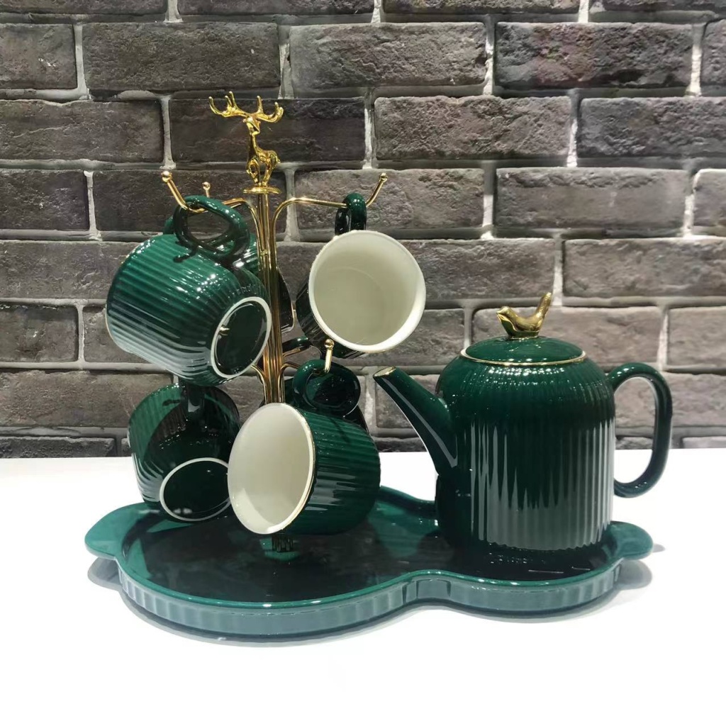A Pot of 6 Cups and a Tray of Colored Glaze Coffee Set Sets of Drinking Ware Pearl Glaze New Drinking Ware Entry Lux Style A Pot of 6 Cups and a Tray of Colored Glaze Coffee Set Sets of Drinking Ware Pearl Glaze New Drinking Ware Entry Lux Style