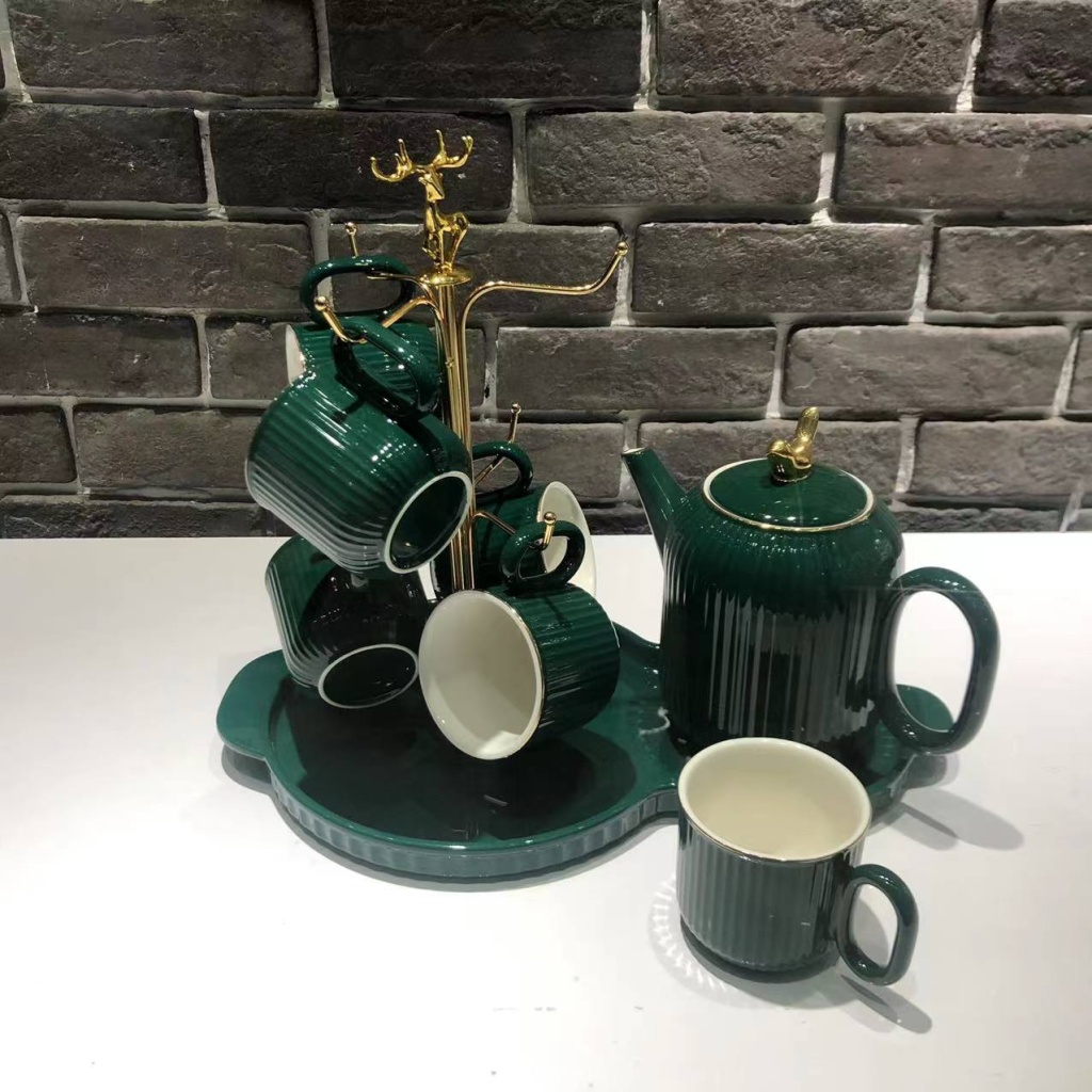 A Pot of 6 Cups and a Tray of Colored Glaze Coffee Set Sets of Drinking Ware Pearl Glaze New Drinking Ware Entry Lux Style A Pot of 6 Cups and a Tray of Colored Glaze Coffee Set Sets of Drinking Ware Pearl Glaze New Drinking Ware Entry Lux Style