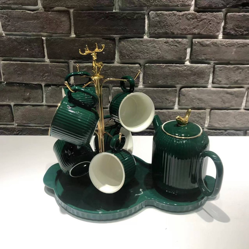 A Pot of 6 Cups and a Tray of Colored Glaze Coffee Set Sets of Drinking Ware Pearl Glaze New Drinking Ware Entry Lux Style A Pot of 6 Cups and a Tray of Colored Glaze Coffee Set Sets of Drinking Ware Pearl Glaze New Drinking Ware Entry Lux Style