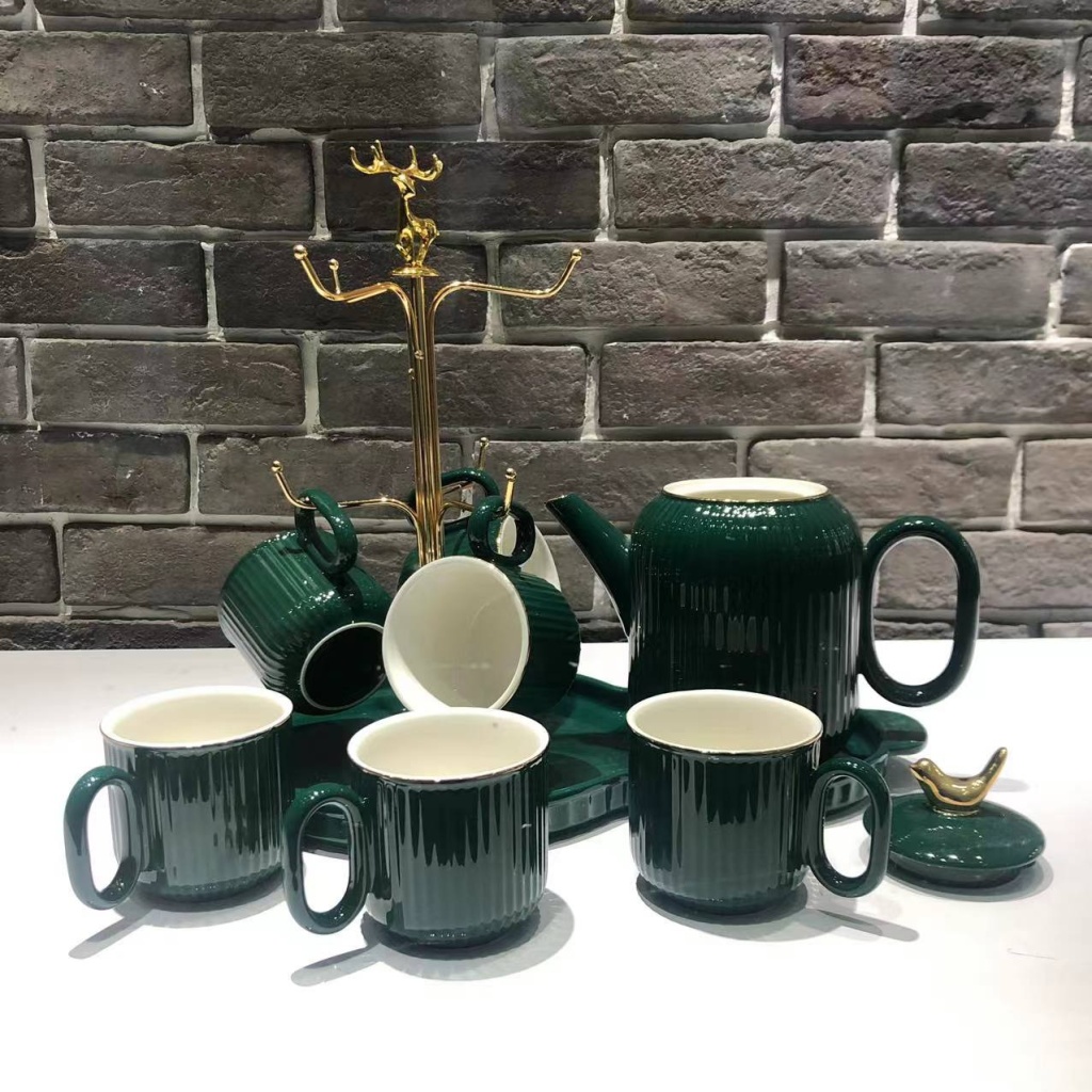 A Pot of 6 Cups and a Tray of Colored Glaze Coffee Set Sets of Drinking Ware Pearl Glaze New Drinking Ware Entry Lux Style A Pot of 6 Cups and a Tray of Colored Glaze Coffee Set Sets of Drinking Ware Pearl Glaze New Drinking Ware Entry Lux Style