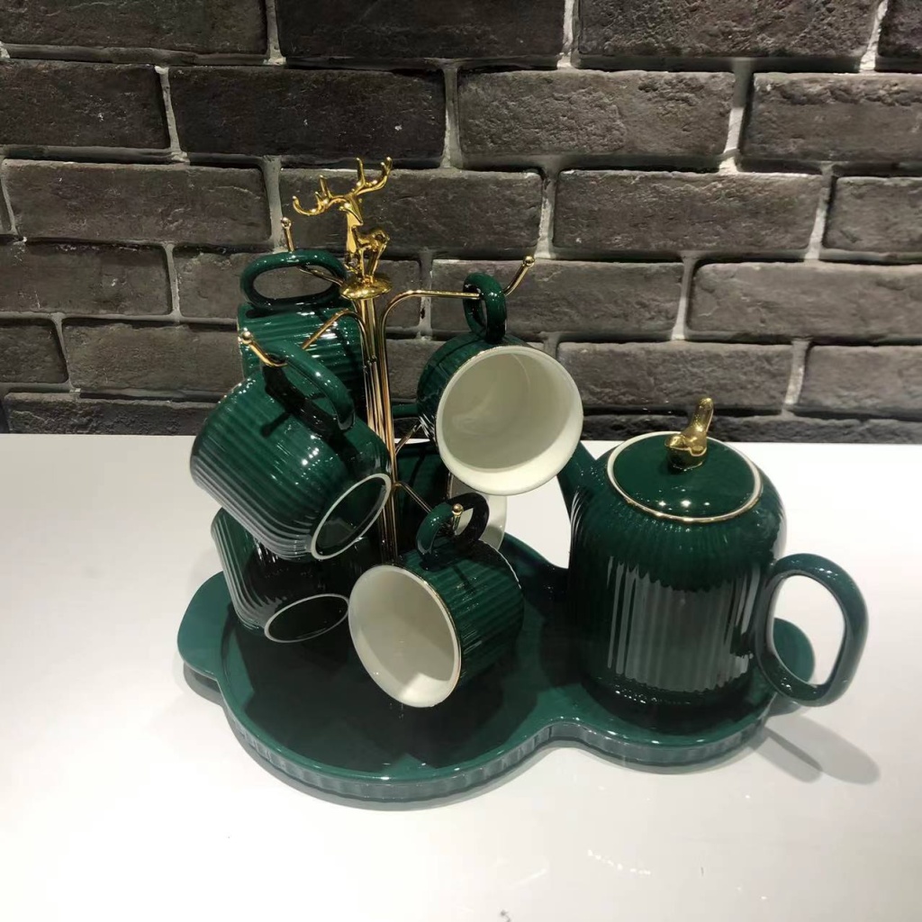 A Pot of 6 Cups and a Tray of Colored Glaze Coffee Set Sets of Drinking Ware Pearl Glaze New Drinking Ware Entry Lux Style A Pot of 6 Cups and a Tray of Colored Glaze Coffee Set Sets of Drinking Ware Pearl Glaze New Drinking Ware Entry Lux Style