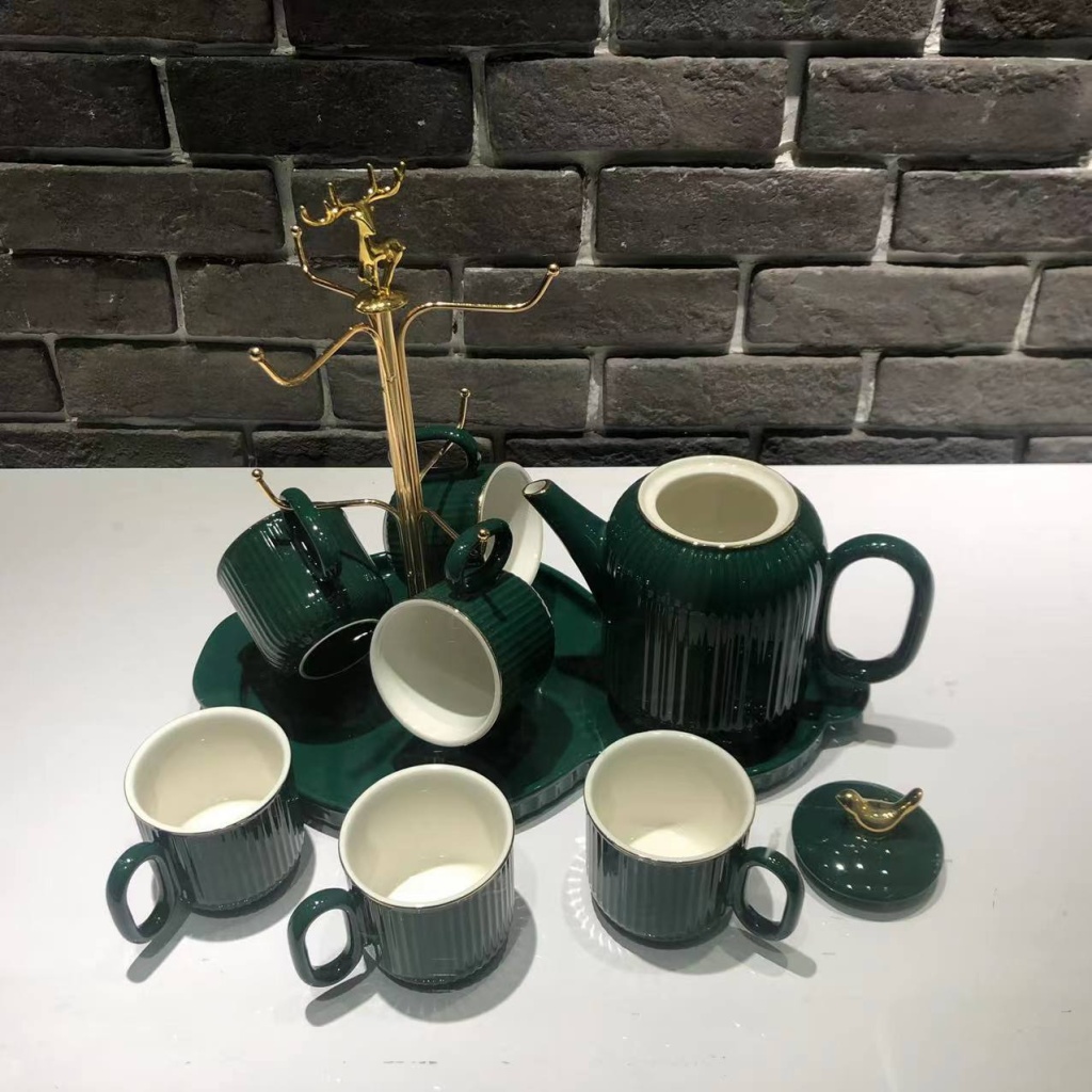 A Pot of 6 Cups and a Tray of Colored Glaze Coffee Set Sets of Drinking Ware Pearl Glaze New Drinking Ware Entry Lux Style A Pot of 6 Cups and a Tray of Colored Glaze Coffee Set Sets of Drinking Ware Pearl Glaze New Drinking Ware Entry Lux Style