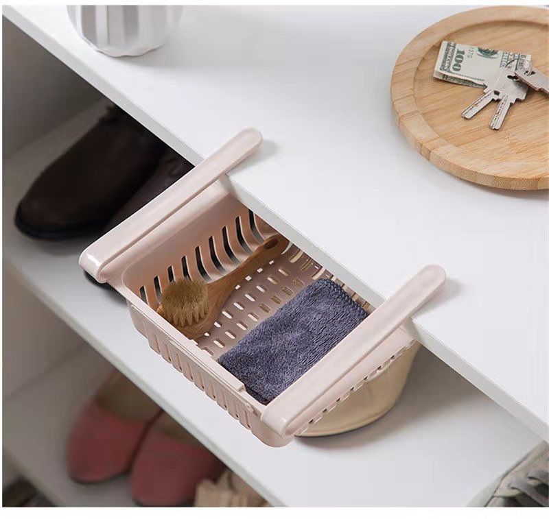 Douyin refrigerator free Retractable basket tray Blue Retractable Hanging basket Pul-out basket finishing frame layout Douyin refrigerator free Retractable basket tray Blue Retractable Hanging basket Pul-out basket finishing frame layout