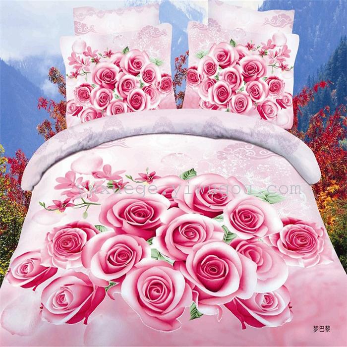 Snow pigeon 3D Twill large reactive printed 1.5 1.8 m bed bedding set of four factory direct-_-love rose